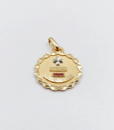 Pendentif Augis - Pendentif médaille d’amour 19 mm en or rose 18K et rubis 58 Facettes A06664