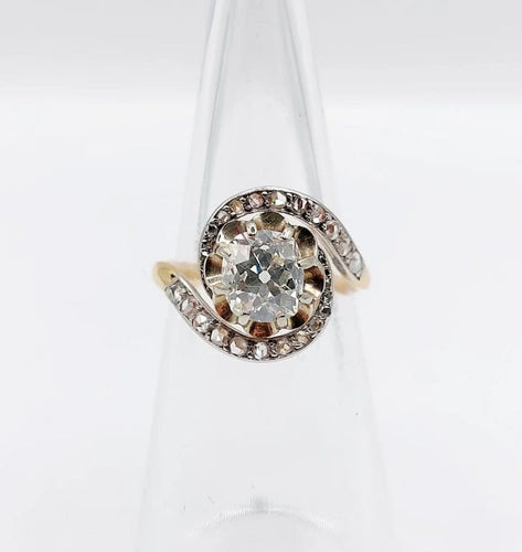 Bague 48 Bague tourbillon ancienne en or 18k et platine, diamants 58 Facettes A06630