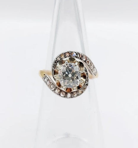Bague 48 Bague tourbillon ancienne en or 18k et platine, diamants 58 Facettes A06630