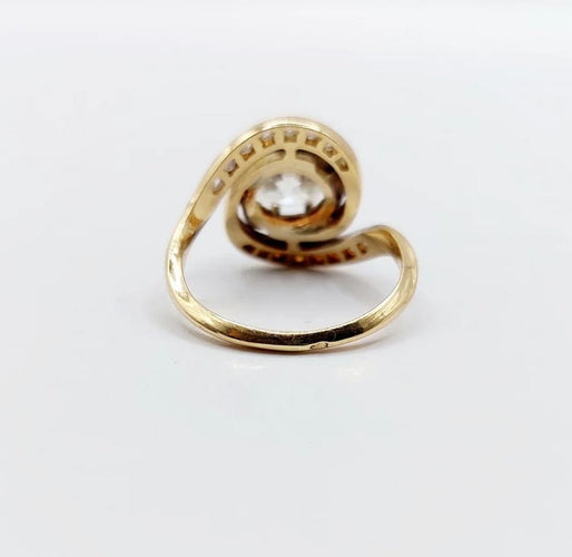 Bague 48 Bague tourbillon ancienne en or 18k et platine, diamants 58 Facettes A06630