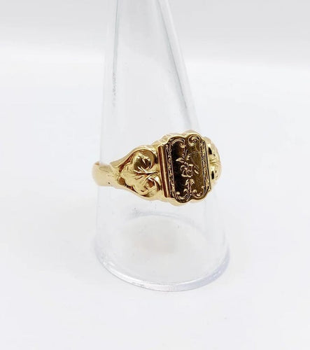 Bague 61 Bague chevalière victorienne fleur ciselée en or jaune 18k (circa 1890) 58 Facettes A06637