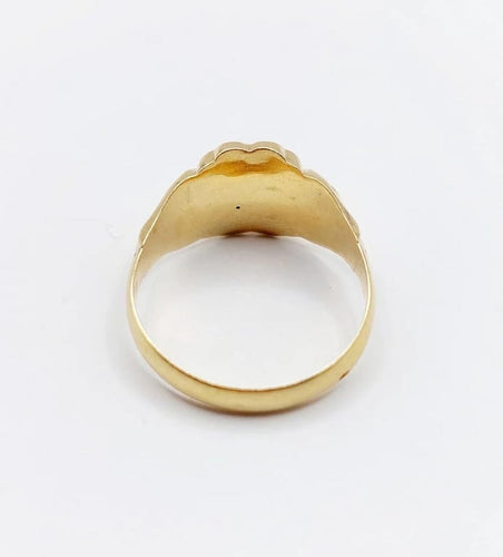 Bague 61 Bague chevalière victorienne fleur ciselée en or jaune 18k (circa 1890) 58 Facettes A06637