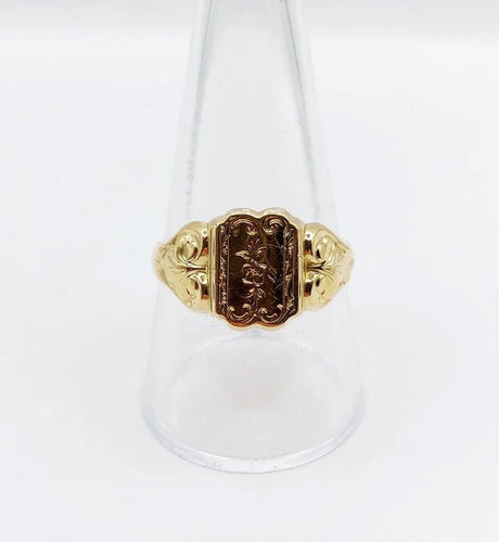 Bague 61 Bague chevalière victorienne fleur ciselée en or jaune 18k (circa 1890) 58 Facettes A06637