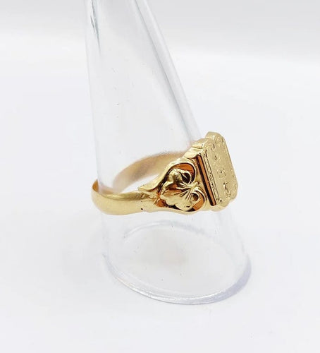 Bague 61 Bague chevalière victorienne fleur ciselée en or jaune 18k (circa 1890) 58 Facettes A06637