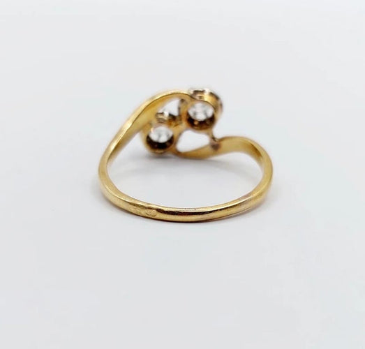 Bague 57.5 Bague Toi et Moi ancienne en or 18k et diamants taille ancienne 58 Facettes A06645