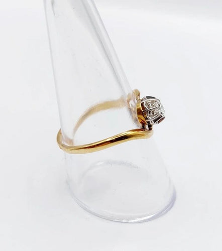Bague 57.5 Bague Toi et Moi ancienne en or 18k et diamants taille ancienne 58 Facettes A06645