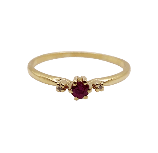 Bague 57.5 Bague vintage en or jaune 18k avec rubis et diamants 58 Facettes A06646