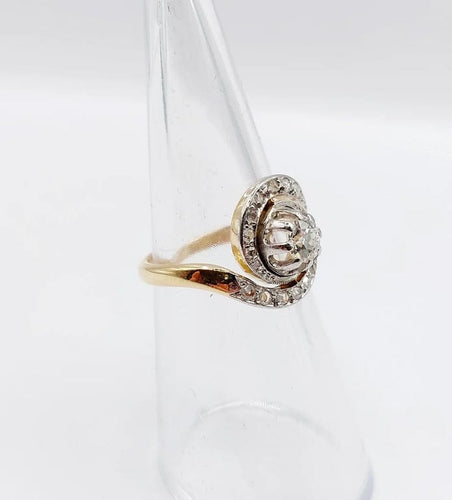 Bague 49 Bague tourbillon antique en or 18k, platine et diamants (vers 1900) 58 Facettes A06656