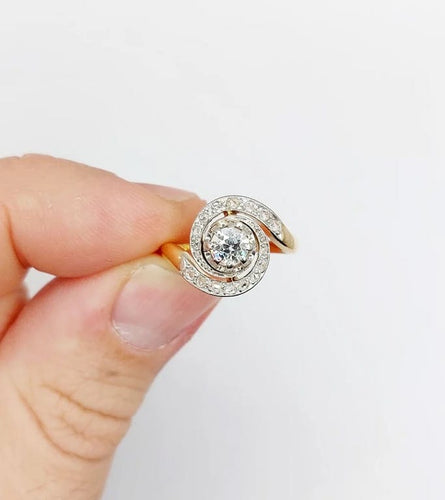 Bague 49 Bague tourbillon antique en or 18k, platine et diamants (vers 1900) 58 Facettes A06656
