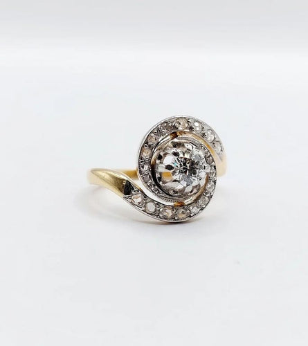 Bague 49 Bague tourbillon antique en or 18k, platine et diamants (vers 1900) 58 Facettes A06656