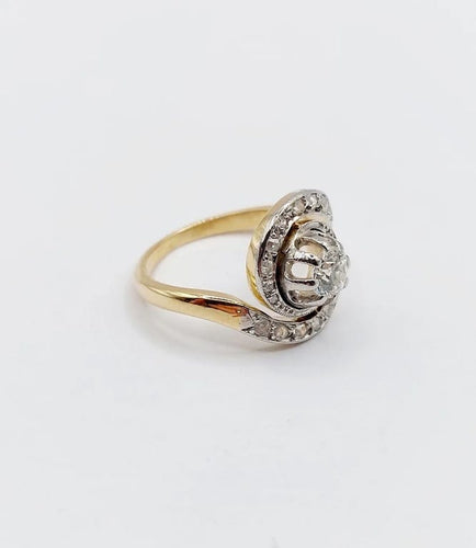 Bague 49 Bague tourbillon antique en or 18k, platine et diamants (vers 1900) 58 Facettes A06656
