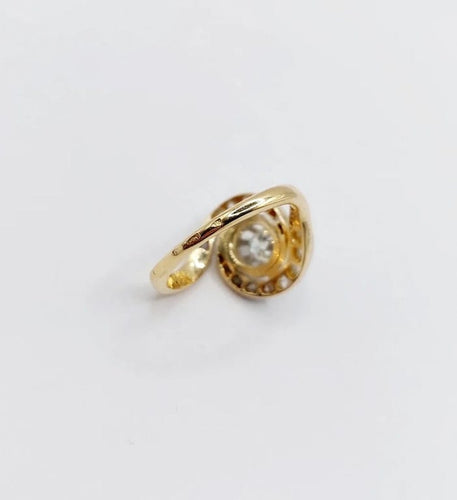 Bague 49 Bague tourbillon antique en or 18k, platine et diamants (vers 1900) 58 Facettes A06656