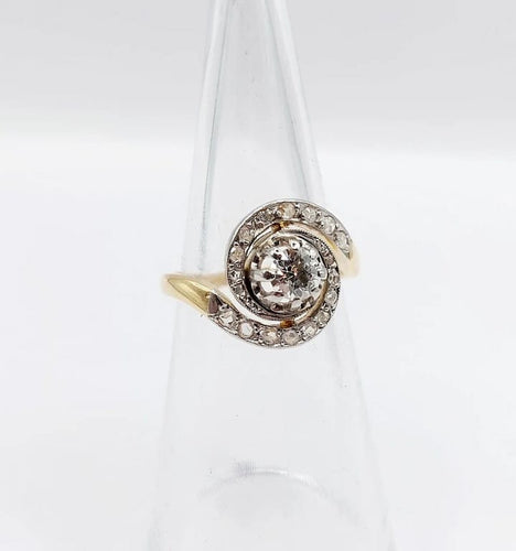 Bague 49 Bague tourbillon antique en or 18k, platine et diamants (vers 1900) 58 Facettes A06656