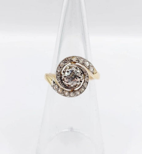 Bague 49 Bague tourbillon antique en or 18k, platine et diamants (vers 1900) 58 Facettes A06656