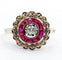 Bague 48 Bague fleur Art déco en or rose 18k avec diamant et rubis synthétiques 58 Facettes A04432
