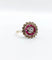 Bague 48 Bague fleur Art déco en or rose 18k avec diamant et rubis synthétiques 58 Facettes A04432
