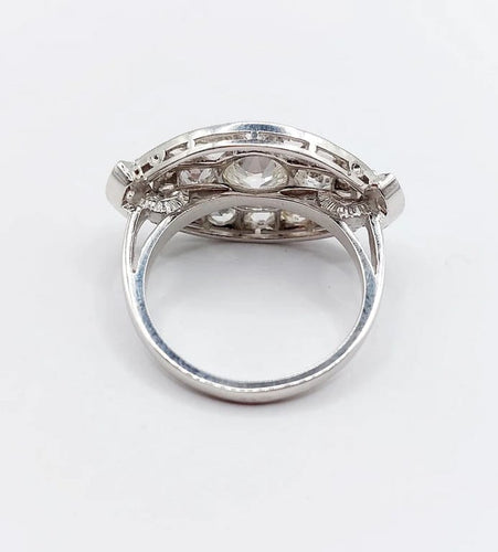 Bague 54.5 Bague Art déco marquise inversée en or 18K et diamants taille ancienne 58 Facettes A06662
