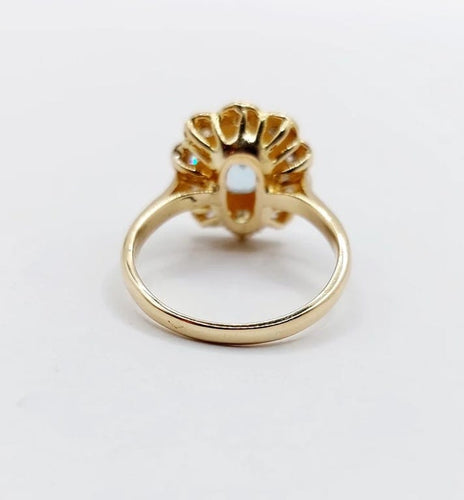 Bague 58 Bague marguerite vintage en or 18k avec spinelle bleu et diamants 58 Facettes A03969