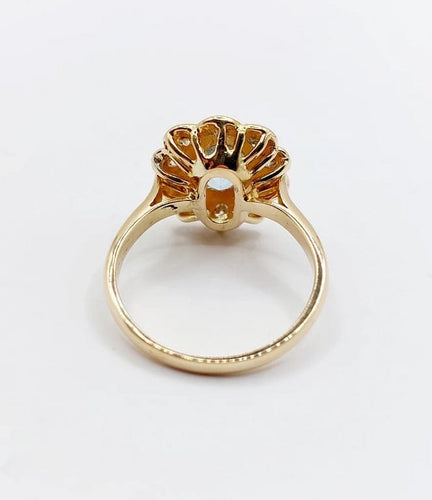 Bague 58 Bague marguerite vintage en or 18k avec spinelle bleu et diamants 58 Facettes A03969