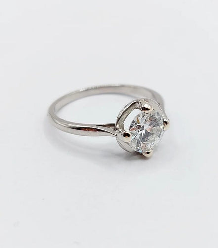 Bague 53 Bague solitaire Art déco en platine et diamant 1,11 ct 58 Facettes A06554