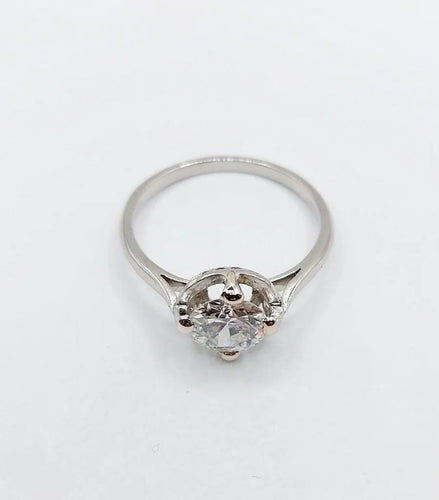 Bague 53 Bague solitaire Art déco en platine et diamant 1,11 ct 58 Facettes A06554