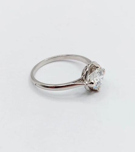 Bague 53 Bague solitaire Art déco en platine et diamant 1,11 ct 58 Facettes A06554
