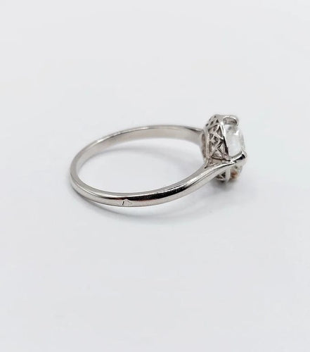 Bague 53 Bague solitaire Art déco en platine et diamant 1,11 ct 58 Facettes A06554