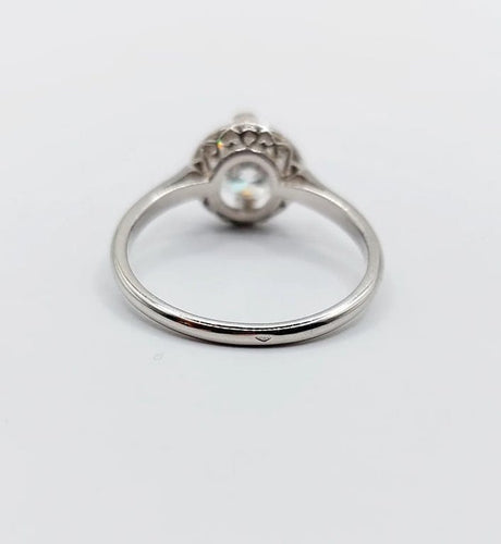 Bague 53 Bague solitaire Art déco en platine et diamant 1,11 ct 58 Facettes A06554