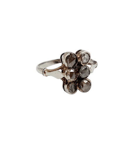 Bague 53 Bague marquise ancienne en or blanc 18k et diamants taille rose 58 Facettes A06560