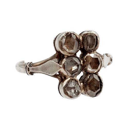 Bague 53 Bague marquise ancienne en or blanc 18k et diamants taille rose 58 Facettes A06560