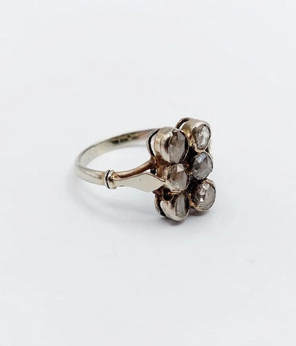 Bague 53 Bague marquise ancienne en or blanc 18k et diamants taille rose 58 Facettes A06560