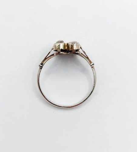 Bague 53 Bague marquise ancienne en or blanc 18k et diamants taille rose 58 Facettes A06560