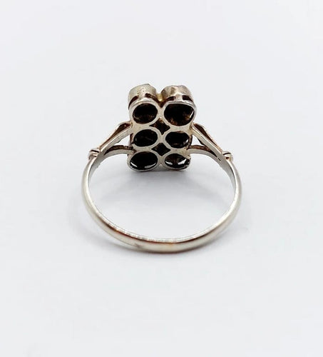 Bague 53 Bague marquise ancienne en or blanc 18k et diamants taille rose 58 Facettes A06560