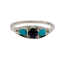 Bague 58 Bague jarretière Art déco en or blanc 18k, saphir et turquoises 58 Facettes A04043