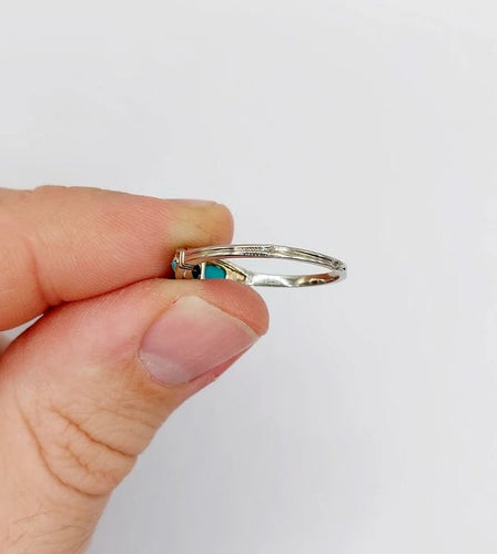 Bague 58 Bague jarretière Art déco en or blanc 18k, saphir et turquoises 58 Facettes A04043
