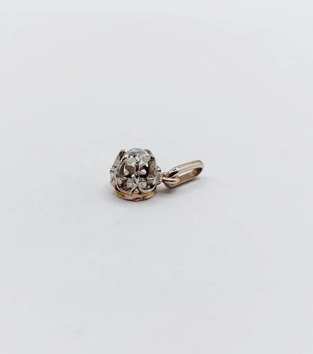 Pendentif Pendentif antique en or blanc 18k et diamant taille ancienne (circa 1900) 58 Facettes A02606