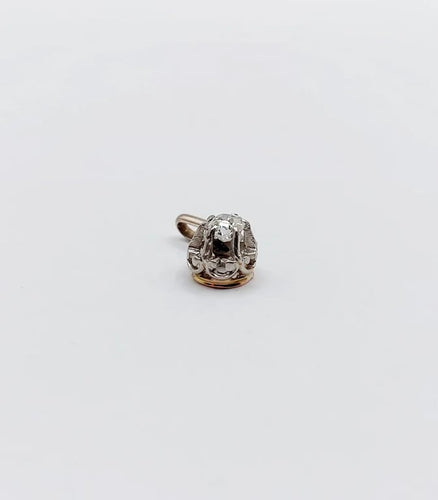 Pendentif Pendentif antique en or blanc 18k et diamant taille ancienne (circa 1900) 58 Facettes A02606