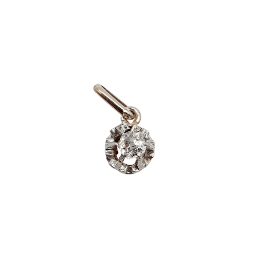 Pendentif Pendentif antique en or blanc 18k et diamant taille ancienne (circa 1900) 58 Facettes A02606
