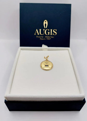 Pendentif AUGIS - Pendentif Médaille d’Amour en or jaune 18k, saphir et diamant 58 Facettes J10720X000