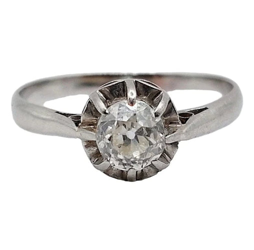 Bague 49.5 Art déco - Bague solitaire en platine et diamant taille ancienne 58 Facettes A05170