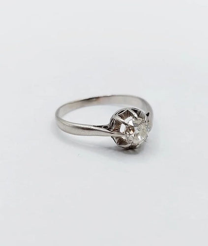 Bague 49.5 Art déco - Bague solitaire en platine et diamant taille ancienne 58 Facettes A05170