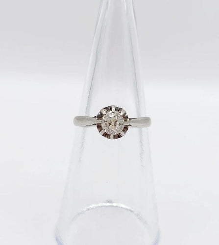 Bague 49.5 Art déco - Bague solitaire en platine et diamant taille ancienne 58 Facettes A05170