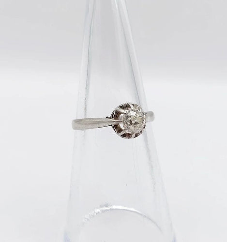 Bague 49.5 Art déco - Bague solitaire en platine et diamant taille ancienne 58 Facettes A05170