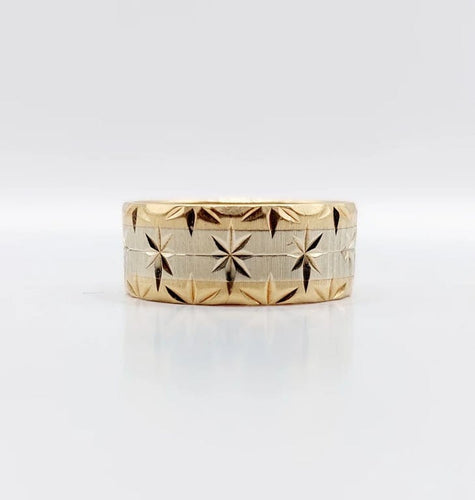 Bague 56 Bague jonc alliance ciselée en or rose et gris 18k 58 Facettes A05173