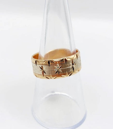 Bague 56 Bague jonc alliance ciselée en or rose et gris 18k 58 Facettes A05173