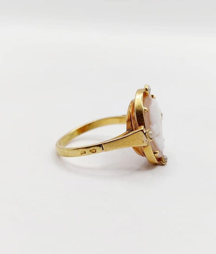 Bague 48 Bague antique camée sur coquille en or jaune 18k et perles 58 Facettes A03122