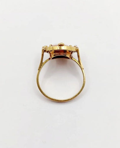Bague 48 Bague antique camée sur coquille en or jaune 18k et perles 58 Facettes A03122