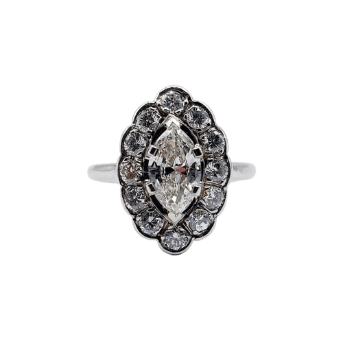 Bague 50 Bague marquise Art déco en or blanc 18k et diamants 58 Facettes A05282