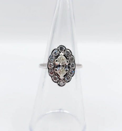 Bague 50 Bague marquise Art déco en or blanc 18k et diamants 58 Facettes A05282