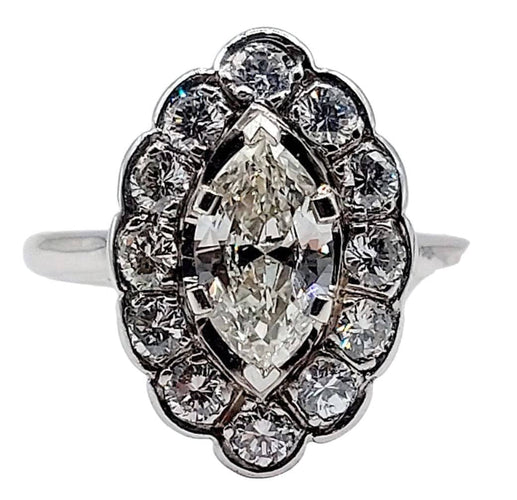 Bague 50 Bague marquise Art déco en or blanc 18k et diamants 58 Facettes A05282